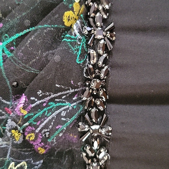 NWT Mac Duggal Embroidered Illusion Puff Sleeve Column Gown Floral 18 # 79379 - Picture 9 of 17